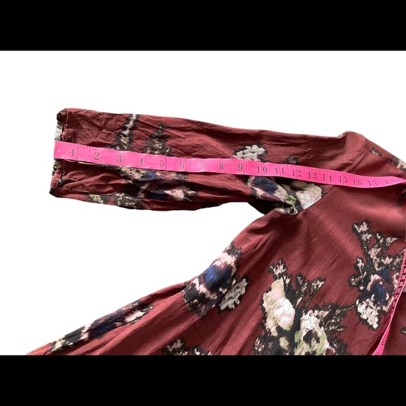 Aritzia Wilfred Crinkle Minidress Maroon Floral - Size Small - Picture 6 of 10